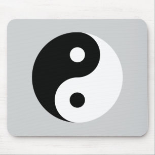 Plain Yin Yang Symbol on Light Grey Mouse Mat