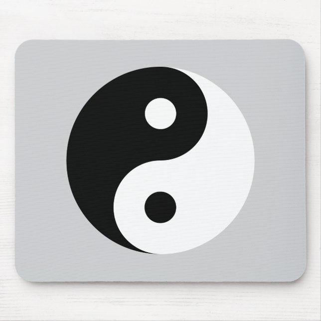 Plain Yin Yang Symbol on Light Grey Mouse Mat (Front)