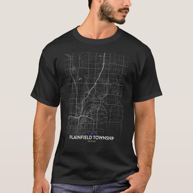 plainfield-township michigan map Travel souvenir h T-Shirt (Front)