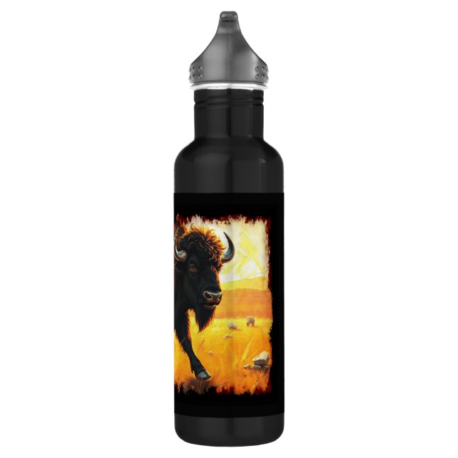 Plains Buffalo - Running American Buffalo Artwork 710 Ml Water Bottle (Right)