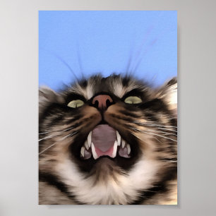Plaintive Meow Of A Tabby Cat Acrylic Painting  Poster