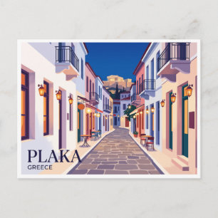 Plaka at Night Athens Greece Postcard