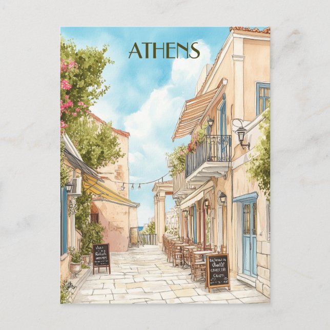 Plaka, Athens Greece Travel Postcard (Front)