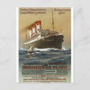 Plakat der Hamburg 1899 - Cruise Ship Liner Postcard
