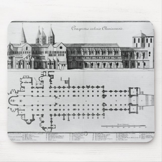 Plan and elevation of Cluny Abbey Mouse Mat (Front)