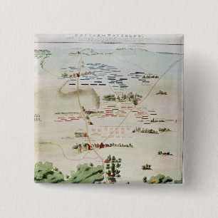 Plan and view of the Battle of Waterloo 15 Cm Square Badge
