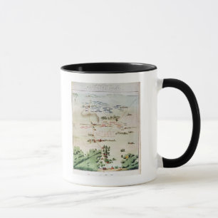 Plan and view of the Battle of Waterloo Mug