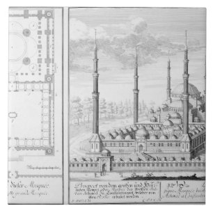 Plan and View of the Blue Mosque (1609-16), built Tile