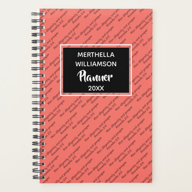 PLAN DILIGENTLY & PROSPER Christian Living Coral Planner (Front)