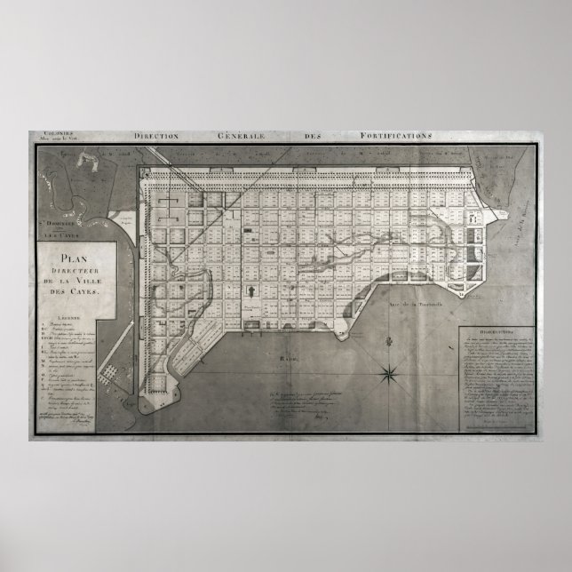 Plan Directeur de la Ville des Cayes, 1789 Poster (Front)