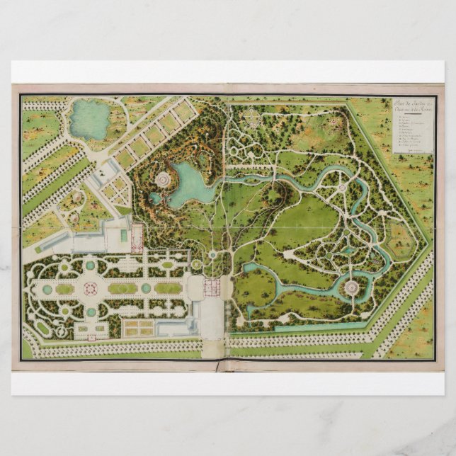 Plan du jardin et chateau de la Reine (Front)