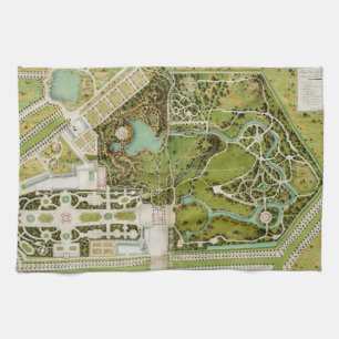 Plan du jardin et chateau de la Reine Tea Towel
