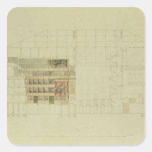 Plan for the Dresden Royal Theatre, c.1838 Square Sticker