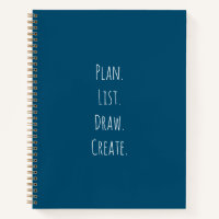 Plan. List. Draw. Create. Blue Bullet Journal