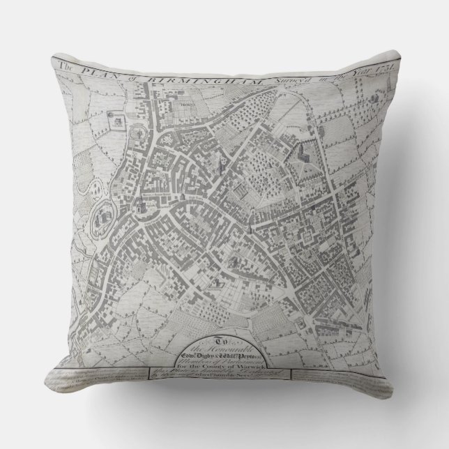 Plan of Birmingham, 1731, published 1789 (engravin Cushion (Front)