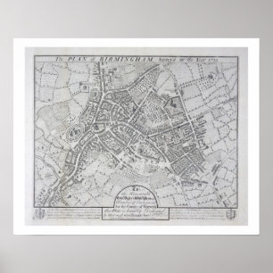 Plan of Birmingham, 1731, published 1789 (engravin Poster