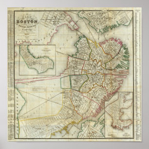 Plan of Boston and Charleston Poster