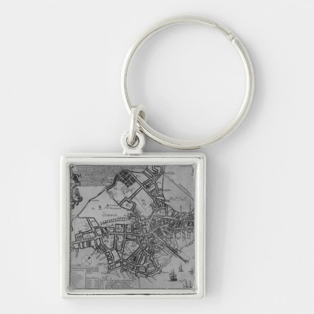 Plan of Boston, New England, 1739 Key Ring (Front)