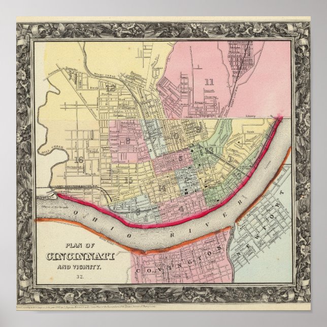 Plan Of Cincinnati And Vicinity Poster (Front)