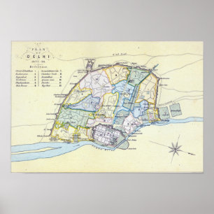 Plan of Delhi 1857-58, engraved by Guyot & Poster
