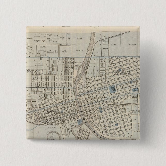 Plan of Des Moines, Polk County, Iowa 15 Cm Square Badge (Front)