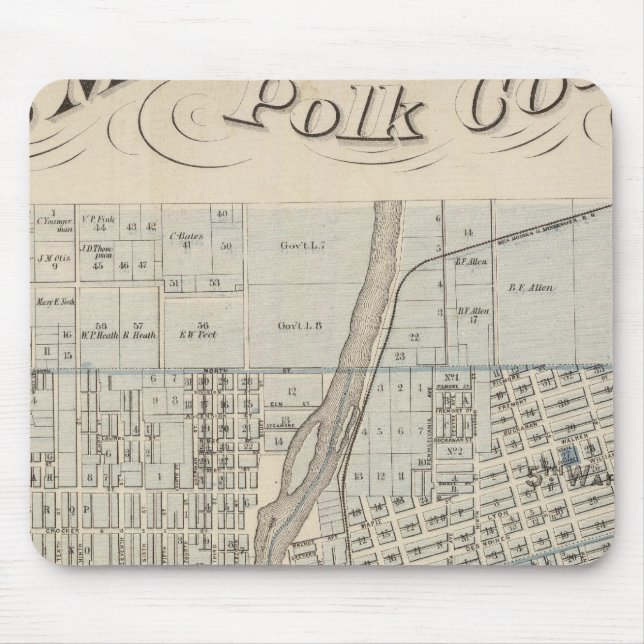Plan of Des Moines, Polk County, Iowa Mouse Mat (Front)