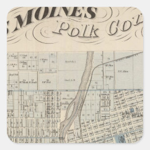 Plan of Des Moines, Polk County, Iowa Square Sticker