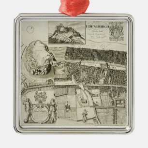 Plan of Edinburgh, pub. by John Smith (c.1652-1742 Metal Tree Decoration