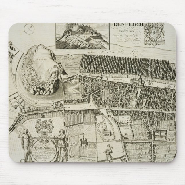 Plan of Edinburgh, pub. by John Smith (c.1652-1742 Mouse Mat (Front)