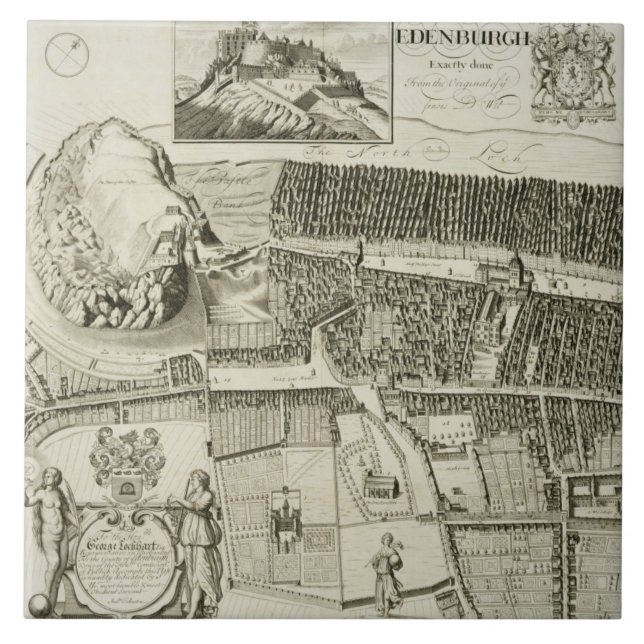 Plan of Edinburgh, pub. by John Smith (c.1652-1742 Tile (Front)