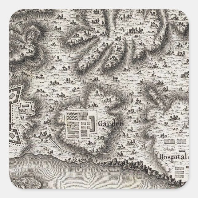 Plan Of Fort Des Ecores at Margot Square Sticker (Front)