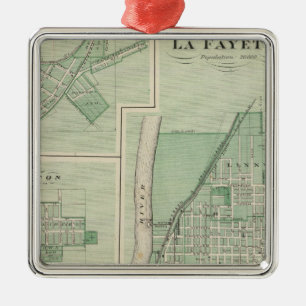 Plan of La Fayette with Battle Ground City Metal Tree Decoration