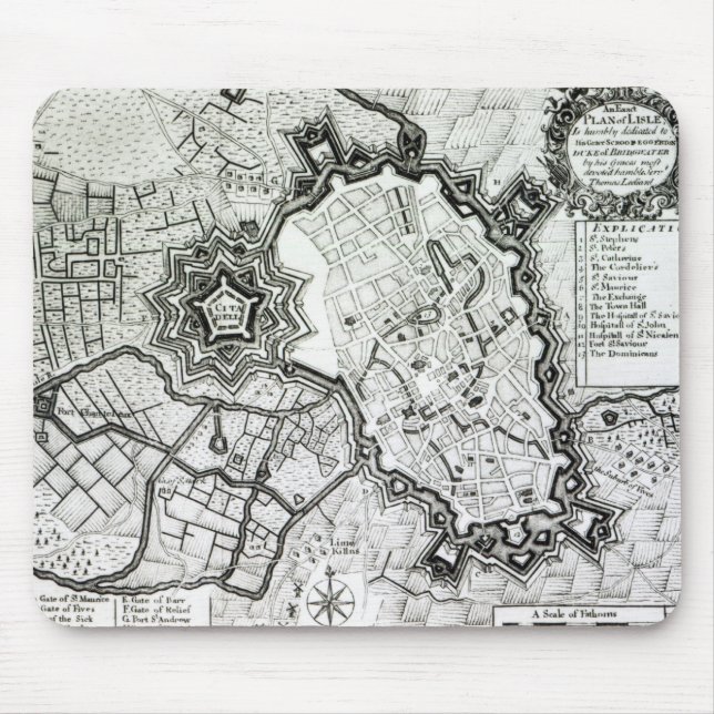 Plan of Lisle, 1736 Mouse Mat (Front)