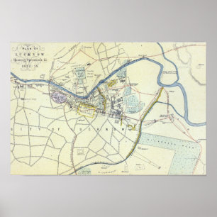 Plan of Lucknow showing Operations Poster