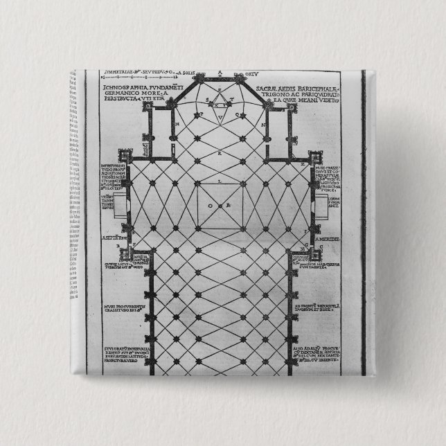Plan of Milan Cathedral 15 Cm Square Badge (Front)
