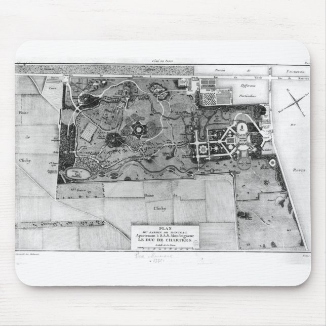 Plan of Parc Monceau in Paris Mouse Mat (Front)