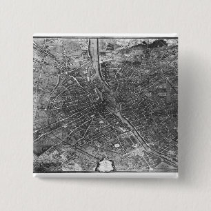 Plan of Paris, known as the 'Plan de Turgot' 15 Cm Square Badge