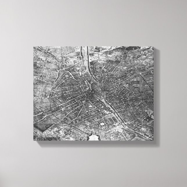 Plan of Paris, known as the 'Plan de Turgot' Canvas Print (Front)