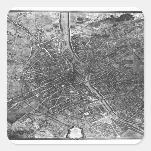 Plan of Paris, known as the 'Plan de Turgot' Square Sticker