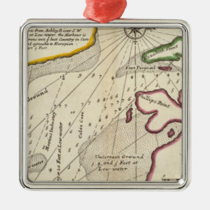 Plan of Port Royal Harbour in Carolina Metal Tree Decoration