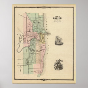 Plan of Racine, county seat of Racine Co Poster