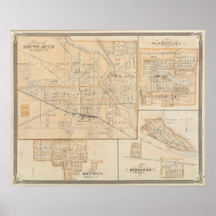 Plan of South Bend with Mishawaka Poster
