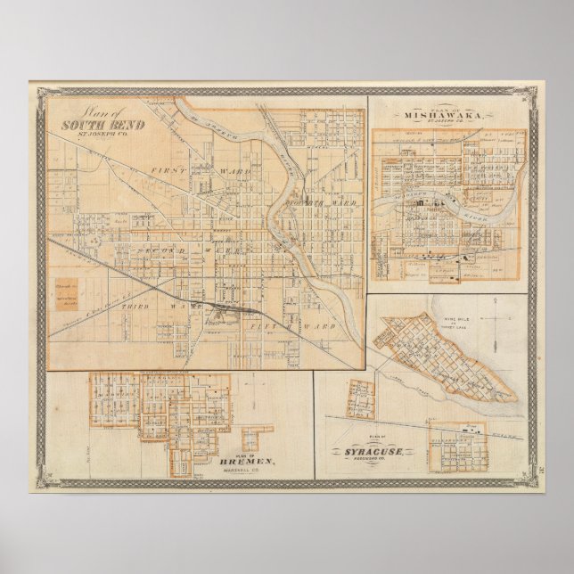 Plan of South Bend with Mishawaka Poster (Front)