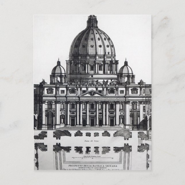 Plan of St. Peter's, Rome, engraved by Postcard (Front)