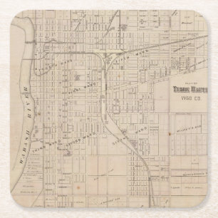 Plan of Terre Haute, Vigo Co Square Paper Coaster