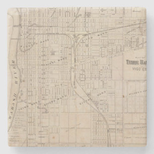 Plan of Terre Haute, Vigo Co Stone Coaster