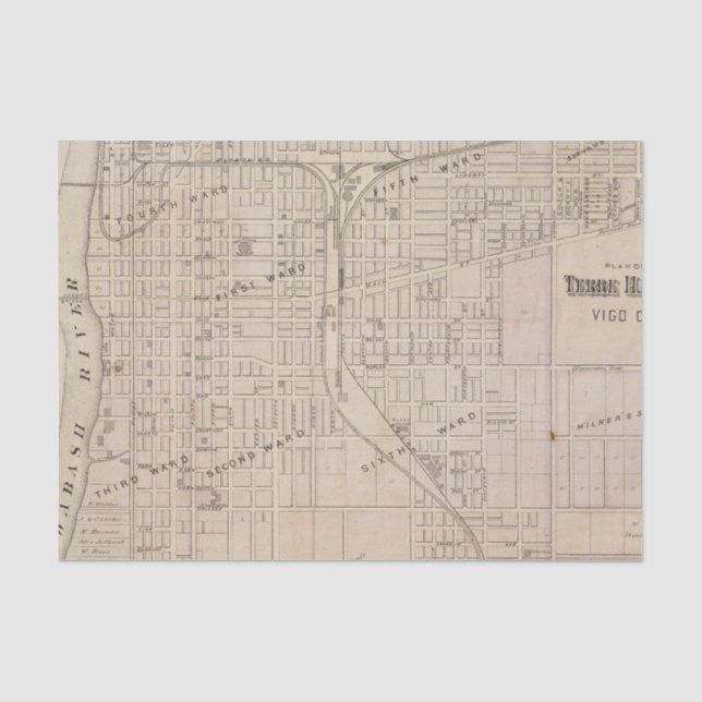 Plan of Terre Haute, Vigo Co Tissue Paper (Front)