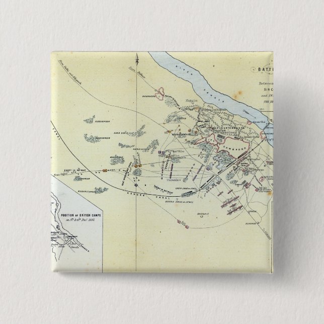 Plan of the Battle of Cawnpoor 15 Cm Square Badge (Front)