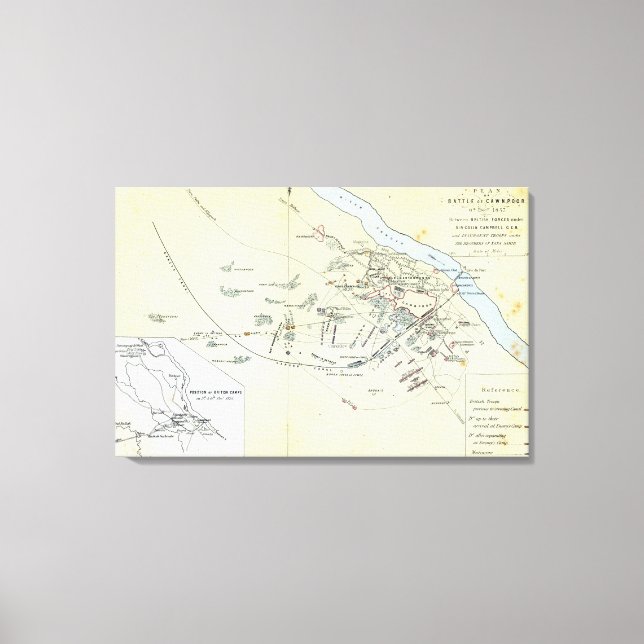 Plan of the Battle of Cawnpoor Canvas Print (Front)