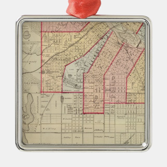 Plan of the City of Minneapolis and Vicinity Metal Tree Decoration (Front)